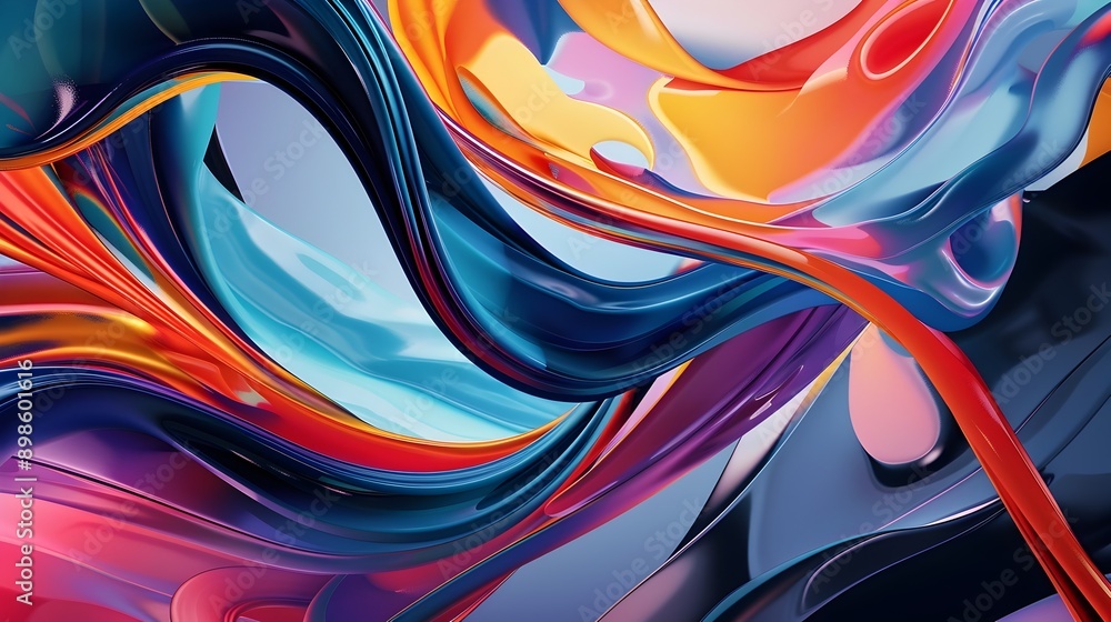 Poster vibrant fluid shapes compose captivating colorful abstract art design