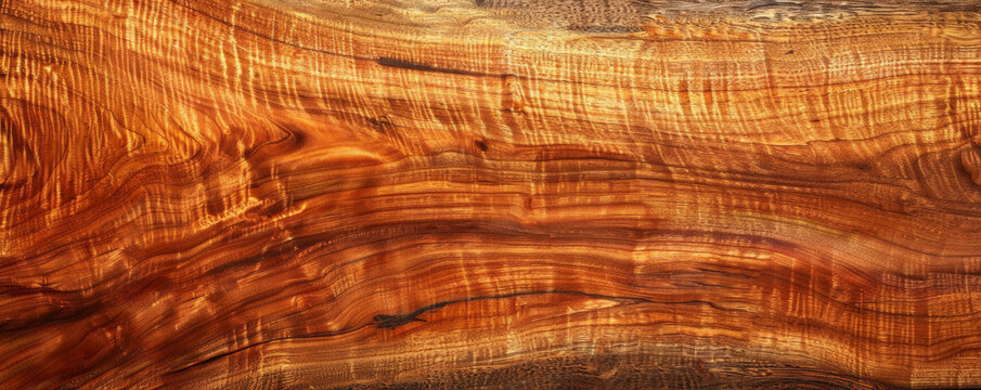 A refined koa wood backdrop featuring warm, golden hues and intricate grain details, perfect for luxurious visuals.