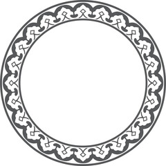 Vector round monochrome black national Persian ornament. Circle, ring, frame, border, ethnic pattern of the peoples of Iran, Iraq, Tajikista
