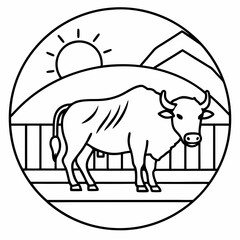 bull farm Vector