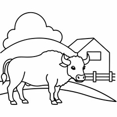 bull farm Vector