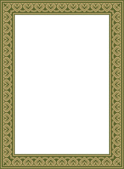 Vector golden with green Chinese rectangle, frame. Square ornaments of oriental peoples, korea, taiwan, china, hong kong, indonesi