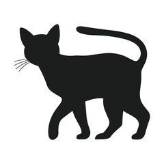 Mysterious Cat Silhouette Vector - Halloween Night Clipart