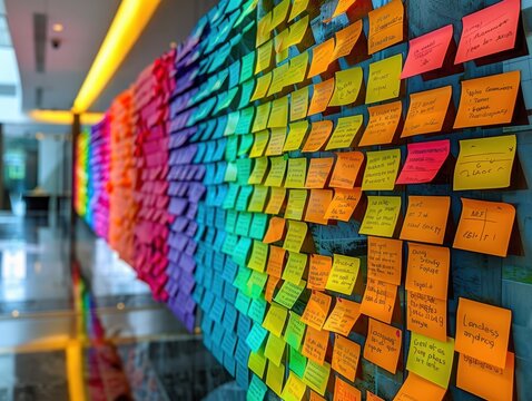 Organized Project Phases on Sticky Notes - Whiteboard Planning for Success