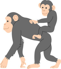 チンパンジーの親子