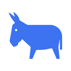 Blue Donkey Icon. Democrats Political Party Mascot. Vector Illustration Design Template.