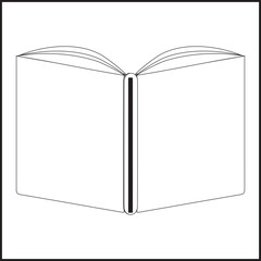 Black Book icon Simple book symbol pictogram  illustration, Cartoon open book and pages. Education concept. Line drawing. Opened books sign store logo. Flying pages. World book day.
