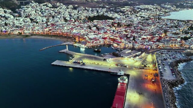 Aerial view of the city of Rethymno, Crete, Greece.