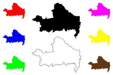 Naklejka premium Gyor-Moson-Sopron County (Hungary, Hungarian counties) map vector illustration, scribble sketch Győr-Moson-Sopron (Gyor Moson Sopron) map