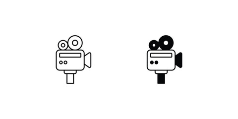 Fototapeta premium video camera set icon with white background vector stock illustration