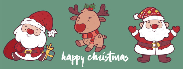 christmas cartoon Cute elements, card decoration, vector illustration