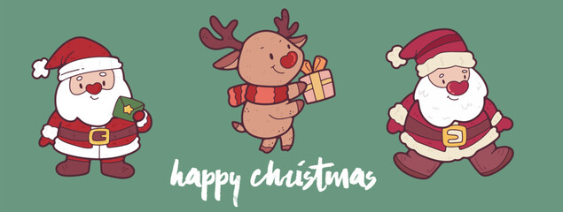christmas cartoon Cute elements, card decoration, vector illustration