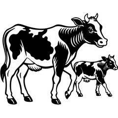 Fototapeta premium baby cow with mother cow Vector