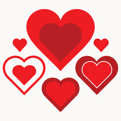 set of red heart icons, collection of red heart vector icons