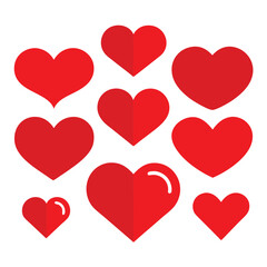 set of red heart icons, collection of red heart vector icons