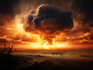 The Cataclysmic Explosion of Fiery Destruction Spreading Across the Desolate Landscape