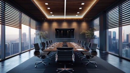 Sleek, modern conference room setup for a meeting