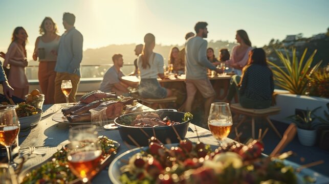 The rooftop barbecue celebration