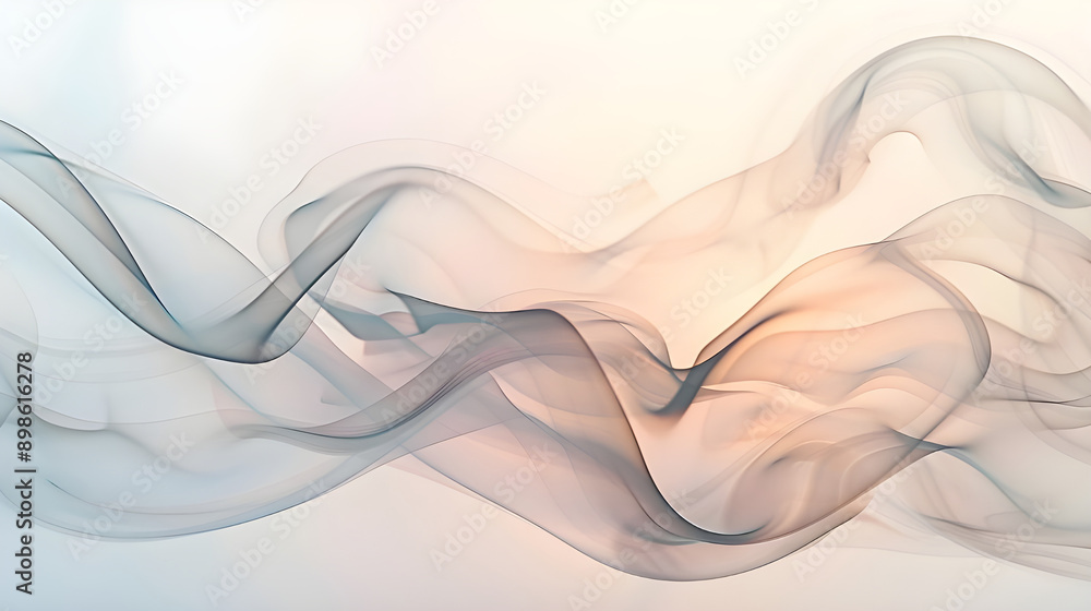 Poster A mesmerizing abstract art piece featuring flowing smoke patterns in serene grey tones, creating a tranquil and fluid visual effect.