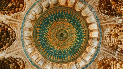 Elegant Mosaic Wall with Intricate Patterns Captured from Above in tanoshii1167 Image