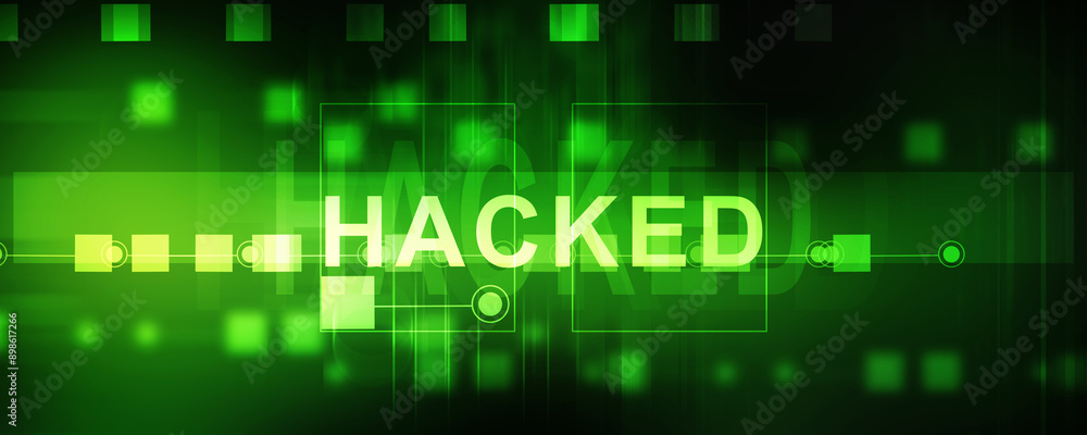 Poster 2d illustration hacked data online code background