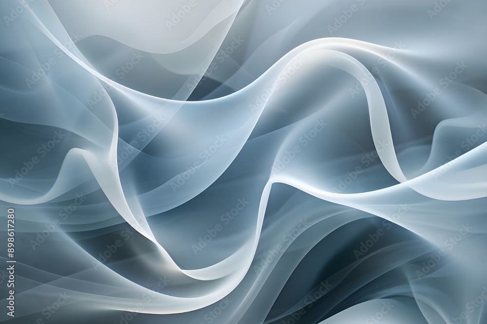 Poster A mesmerizing abstract art piece featuring flowing smoke patterns in serene grey tones, creating a tranquil and fluid visual effect.