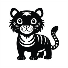 Cute Tiger Silhouette vector art illustration