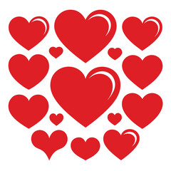 set of red heart icons, collection of red heart vector icons