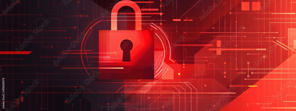 Poster a lock and shield over a digital background, symbolizing data protection and cybersecurity.