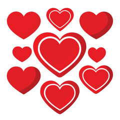 set of red heart icons, collection of red heart vector icons