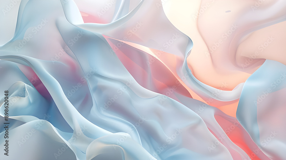 Poster a beautiful abstract composition of soft pastel waves creating a dreamy and serene visual effect, pe