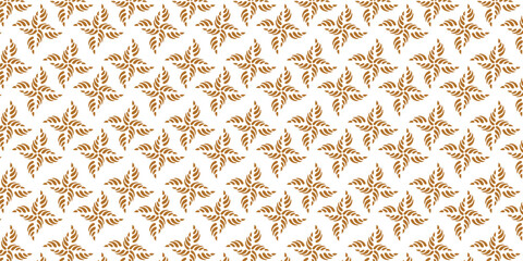 Golden vector floral seamless pattern. Abstract luxury geometric ornamental texture with small flower silhouettes. Gold and white simple ornament in oriental style.	
