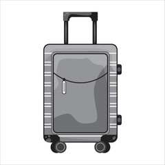 Suitcase on vacation, isolated grayscale icon. Vector illustration, travel elements. Vintage, retro vector graycale travel suitcases.