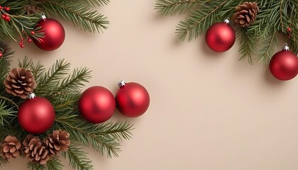 Festive Christmas Decorations with Red Baubles 