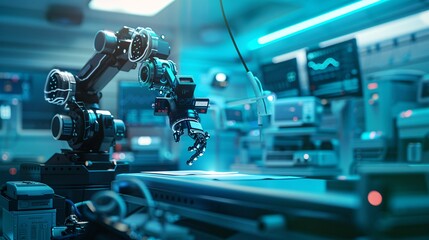 AI and robotic automation in healthcare sector. Modern health and surgical concepts.
