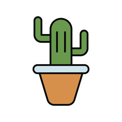 cactus plant color line icon with white background vector stock illustration