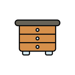 drawer color line icon with white background vector stock illustration