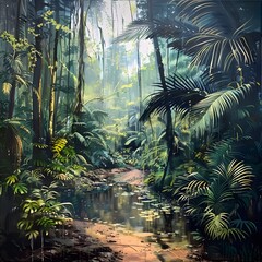 Naklejka premium tropical forest with trees
