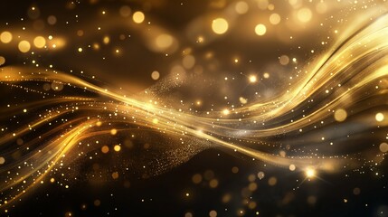 glitter glow gold sparkle on black background, festive abstract background