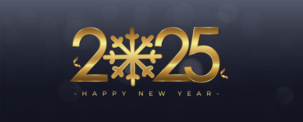 2025 Happy New Year with gold design New year background Greeting Card, Banner, Poster. Vector Illustration