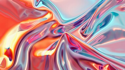 Liquid chrome effect abstract background with vibrant reflections and a dynamic fluidity