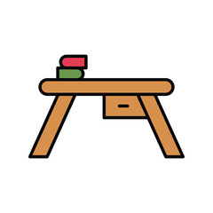 study table color line icon with white background vector stock illustration