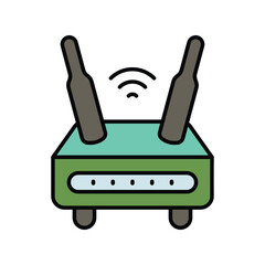 wifi router color line icon with white background vector stock illustration