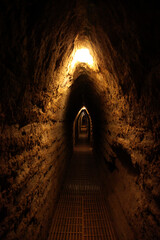 Old stone underground passage, archaeological Zone of Cholula, Cholula, State of Puebla, Mexico, North America