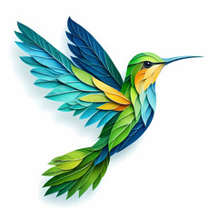 Obraz premium hummingbird colored leaf image on white background