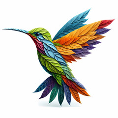 Obraz premium hummingbird colored leaf image on white background