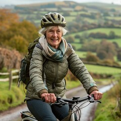 An elderly woman is seen actively engaging in outdoor exercise, showcasing her commitment to a healthy and active lifestyle. The image captures the vitality and strength of senior fitness.
