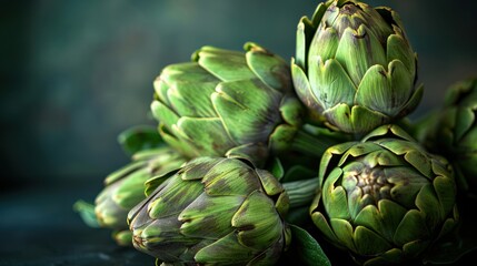 Obraz premium A bunch of green artichokes are displayed on a table