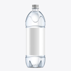 water in blank plastic bottle with cap on white background, 3d illustration, 3d rendering, Mockups for Branding and Packaging Design Mockups for Branding and Packaging Design