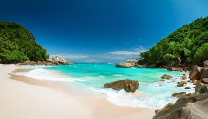 Obraz premium Una playa tropical con arena blanca y aguas turquesas